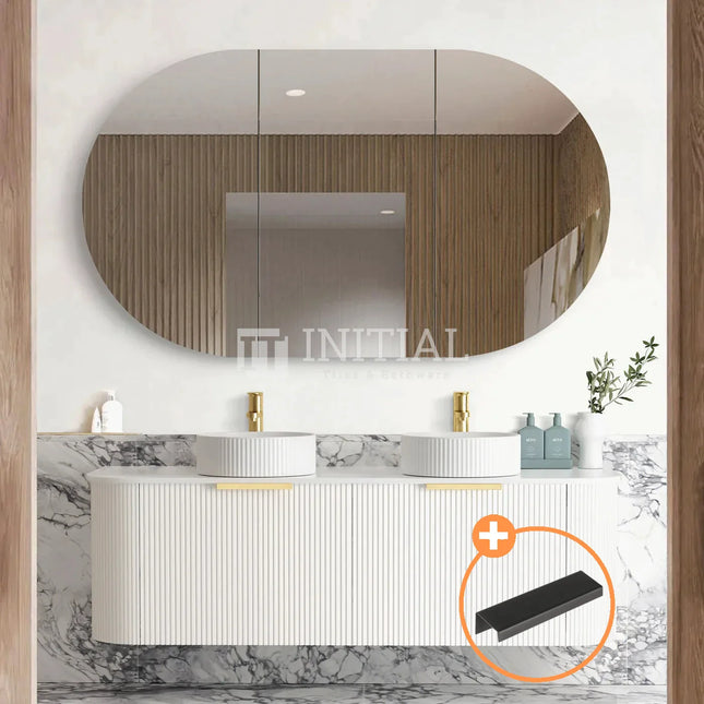 Otti Bondi Wall Hung Curve Vanity with 2 Drawers Matte White 1500X450X450 ,