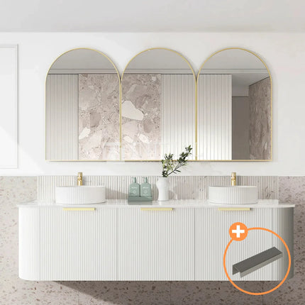 Otti Bondi Wall Hung Curve Vanity with 3 Drawers Matte White 1800X450X450 ,