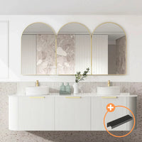 Otti Bondi Wall Hung Curve Vanity with 3 Drawers Matte White 1800X450X450 ,