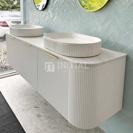 Otti Bondi Wall Hung Curve Vanity with 3 Drawers Matte White 1800X450X450 ,