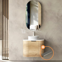 Otti Bondi Wall Hung Curve Vanity with 1 Door Natural Oak 600X460X470 ,