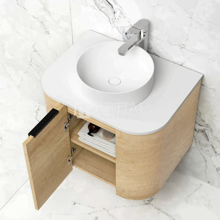 Otti Bondi Wall Hung Curve Vanity with 1 Door Natural Oak 600X460X470 ,