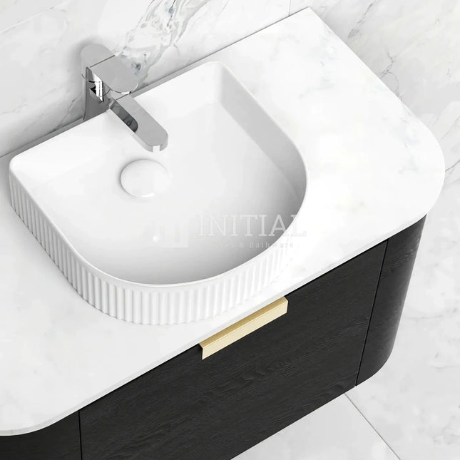 Otti Bondi Wall Hung Curve Vanity with 1 Drawer Black Oak 750X460X450 ,