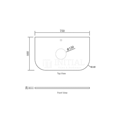 Otti Bondi Wall Hung Curve Vanity with 1 Drawer Matte White 750X460X450 ,