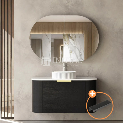 Otti Bondi Wall Hung Curve Vanity with 1 Drawer Black Oak 900X460X450 ,