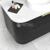 Otti Bondi Wall Hung Curve Vanity with 1 Drawer Black Oak 900X460X450 ,