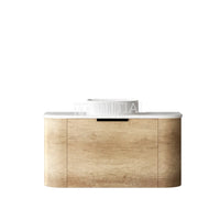 Otti Bondi Wall Hung Curve Vanity with 1 Drawer Natural Oak 900X460X450 ,