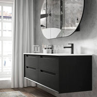 Otti Bruno Series Wall Hung Vanity with Double Basin Soft Close Doors Black Oak 1200W X 550H X 460D ,