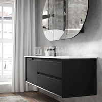 Otti Bruno Series Wall Hung Vanity with Single Basin Soft Close Doors Black Oak 1200W X 550H X 460D ,