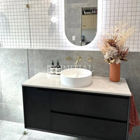 Otti Bruno Series Wall Hung Vanity with Single Basin Soft Close Doors Black Oak 1200W X 550H X 460D ,