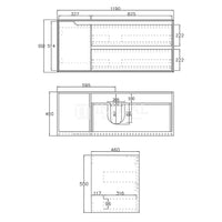 Otti Bruno Series Wall Hung Vanity with Single Basin Soft Close Doors Black Oak 1200W X 550H X 460D ,