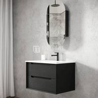Otti Bruno Series Wall Hung Vanity with 2 Drawers Soft Close Doors Black Oak 750W X 550H X 460D ,