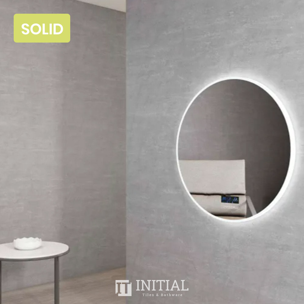 Wall Mounted Palm LED Round Mirror Solid Surface Edge With Speaker 800mm ,
