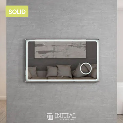 Wall Mounted Newtown Brushed Silver Frame Led Mirror Solid Surface Edge 1200X700mm ,