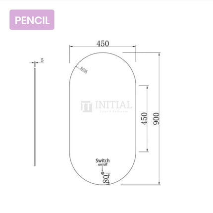 Wall Mounted Rose LED Oval Mirror Pencil Edge 900X450mm ,