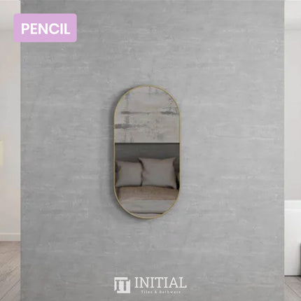 Wall Mounted Rose Oval Brushed Gold Frame Mirror Pencil Edge 900X450mm ,
