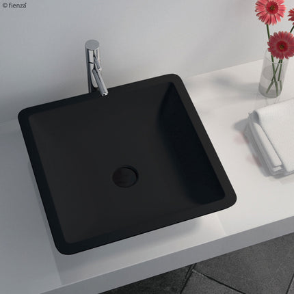 Fienza Classique Matte Black Cast Stone Above Counter Basin, 420mm ,