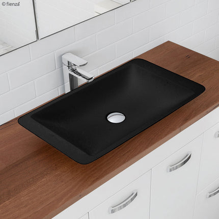 Fienza Classique Matte Black Cast Stone Above Counter Basin, 600mm ,