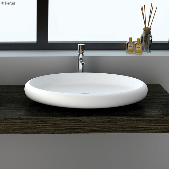 Fienza Antonia Matte White Cast Stone Above Counter Basin ,