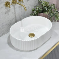 Stadio Groove Fluted Above Counter Basin, Oval, Matte White ,