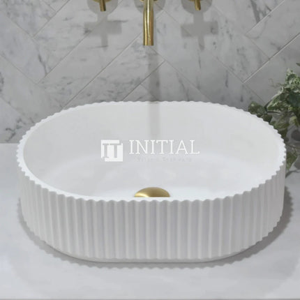 Stadio Groove Fluted Above Counter Basin, Oval, Matte White ,