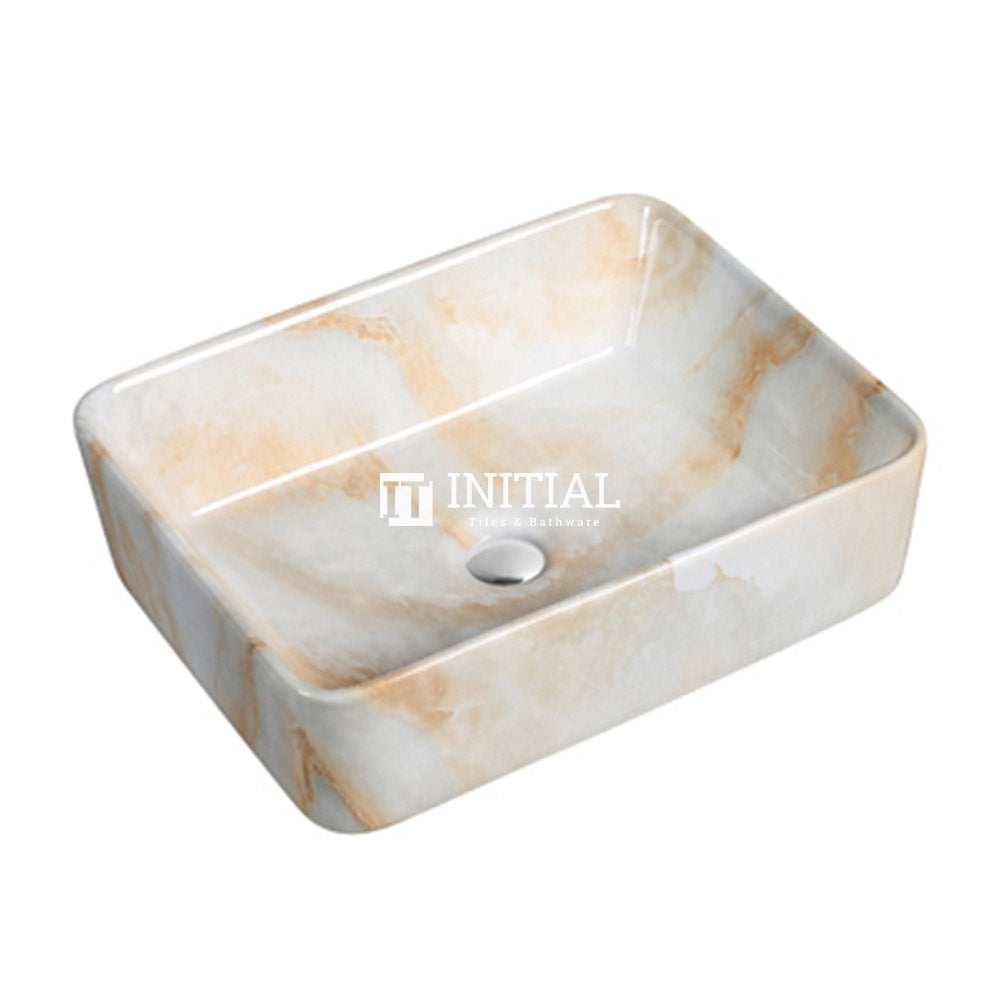 Above Counter Gloss Marble Oak Surface Ceramic Basin 485x370x135 ,