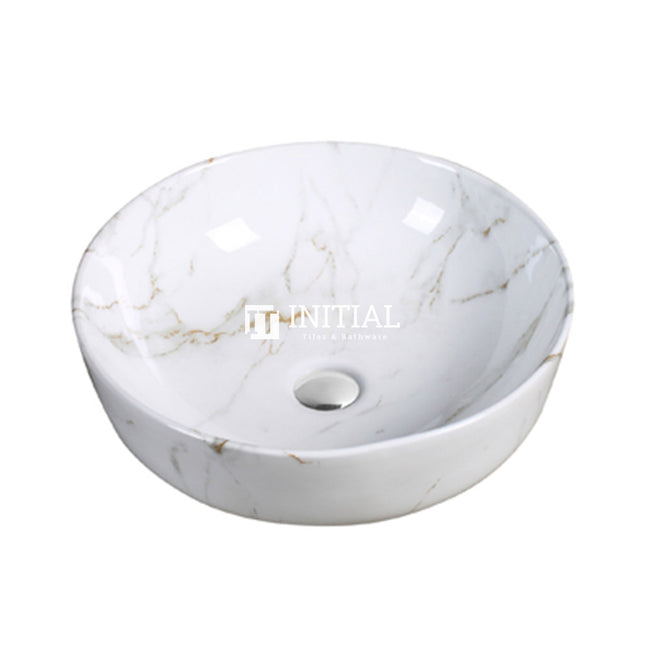 Above Counter Round Gloss Marble Carrara Surface Basin 415x415x130 ,