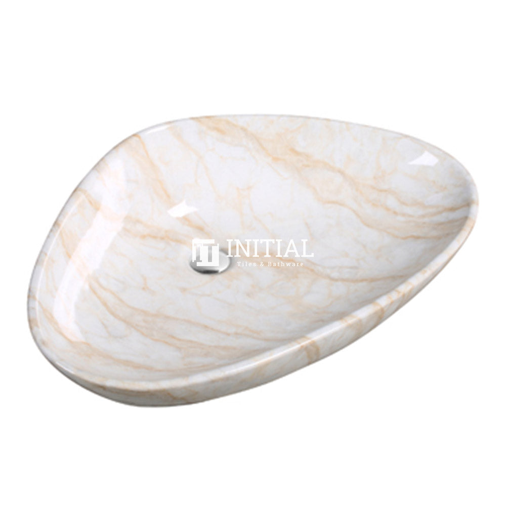 Above Counter Triangle Gloss Marble Oak Ceramic Basin 590x390x135 ,