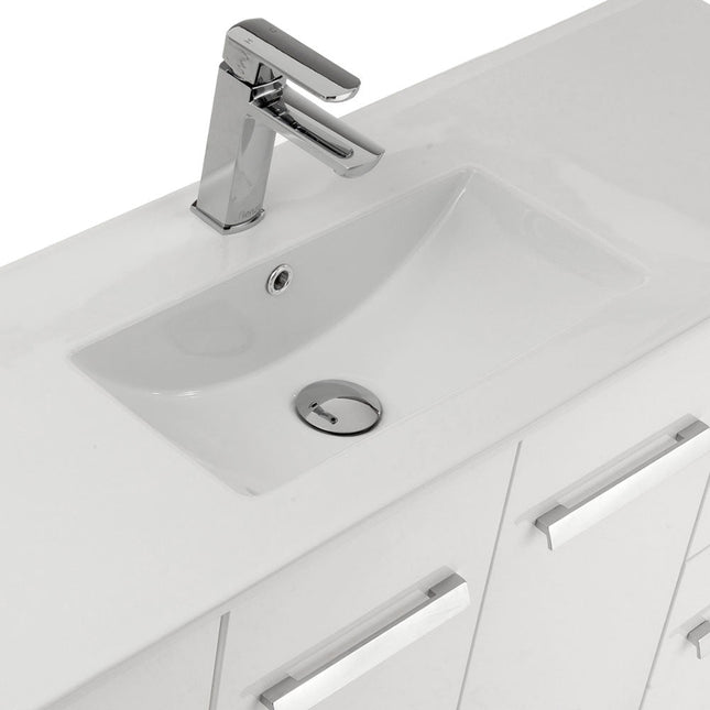 Fienza Delgado Slim 750 Gloss White Wall Hung Vanity, Right Drawers, With Overflow ,