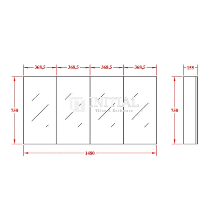 Essence 1500 Shaving Cabinet, Oak, 4 Solid Doors ,