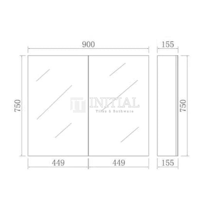 Essence 900 Shaving Cabinet, Oak, 2 Solid Doors ,