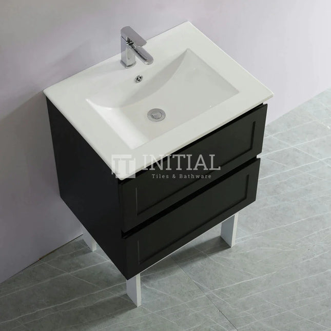 Fremantle Hampton Style Matte Black Wall Hung Vanity 590W X 450H X 560D ,