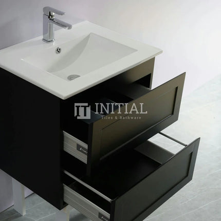 Fremantle Hampton Style Matte Black Wall Hung Vanity 590W X 450H X 560D ,