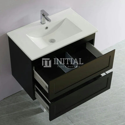 Fremantle Hampton Style Matte Black Wall Hung Vanity 740W X 450H X 560D ,