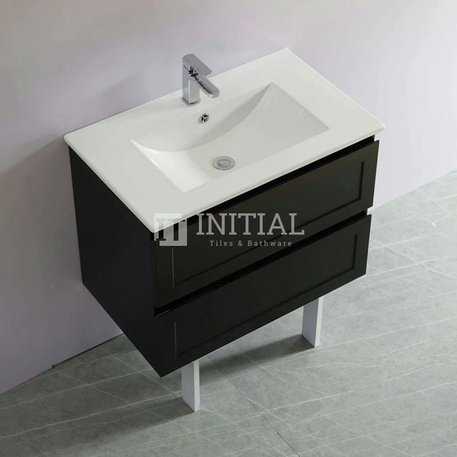 Fremantle Hampton Style Matte Black Wall Hung Vanity 740W X 450H X 560D ,