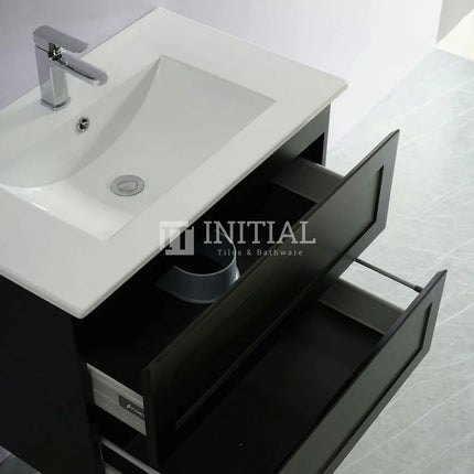 Fremantle Hampton Style Matte Black Wall Hung Vanity 740W X 450H X 560D ,