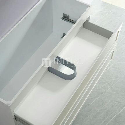 Fremantle Hampton Style Matte White Wall Hung Vanity Cabinet & Ceramic Top Single Bowl 1190W X 450H X 560D ,