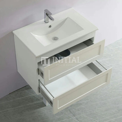 Fremantle Hampton Style Matte White Wall Hung Vanity 740W X 450H X 560D ,