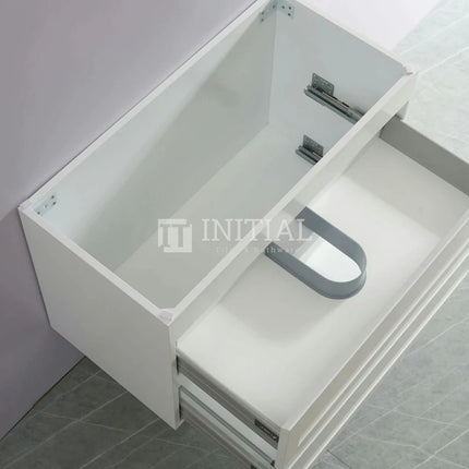Fremantle Hampton Style Matte White Wall Hung Vanity Cabinet & Ceramic Top 890W X 450H X 560D ,
