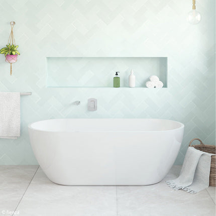 Fienza Koko 1680 Freestanding Acrylic Bathtub, Matte White ,