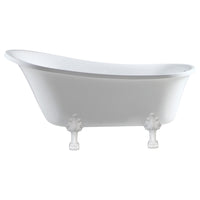 Fienza Clawfoot Freestanding Acrylic Bathtub, Gloss White, Semi Gloss White Feet ,