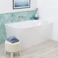 Fienza Chloe 1400 Acrylic Corner Bathtub, Gloss White, Slim Edge ,