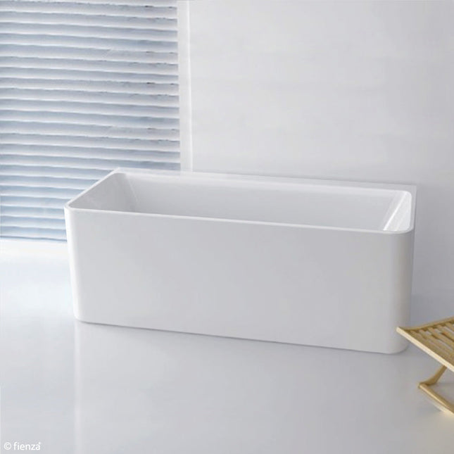 Fienza Delta 1700 Back To Wall Acrylic Bathtub, Gloss White ,