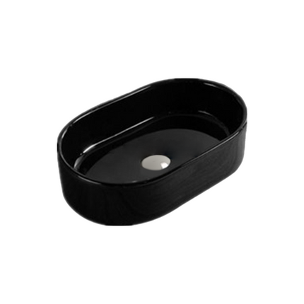 Gloss Oval Above Counter Basin Black 550X350X140 ,