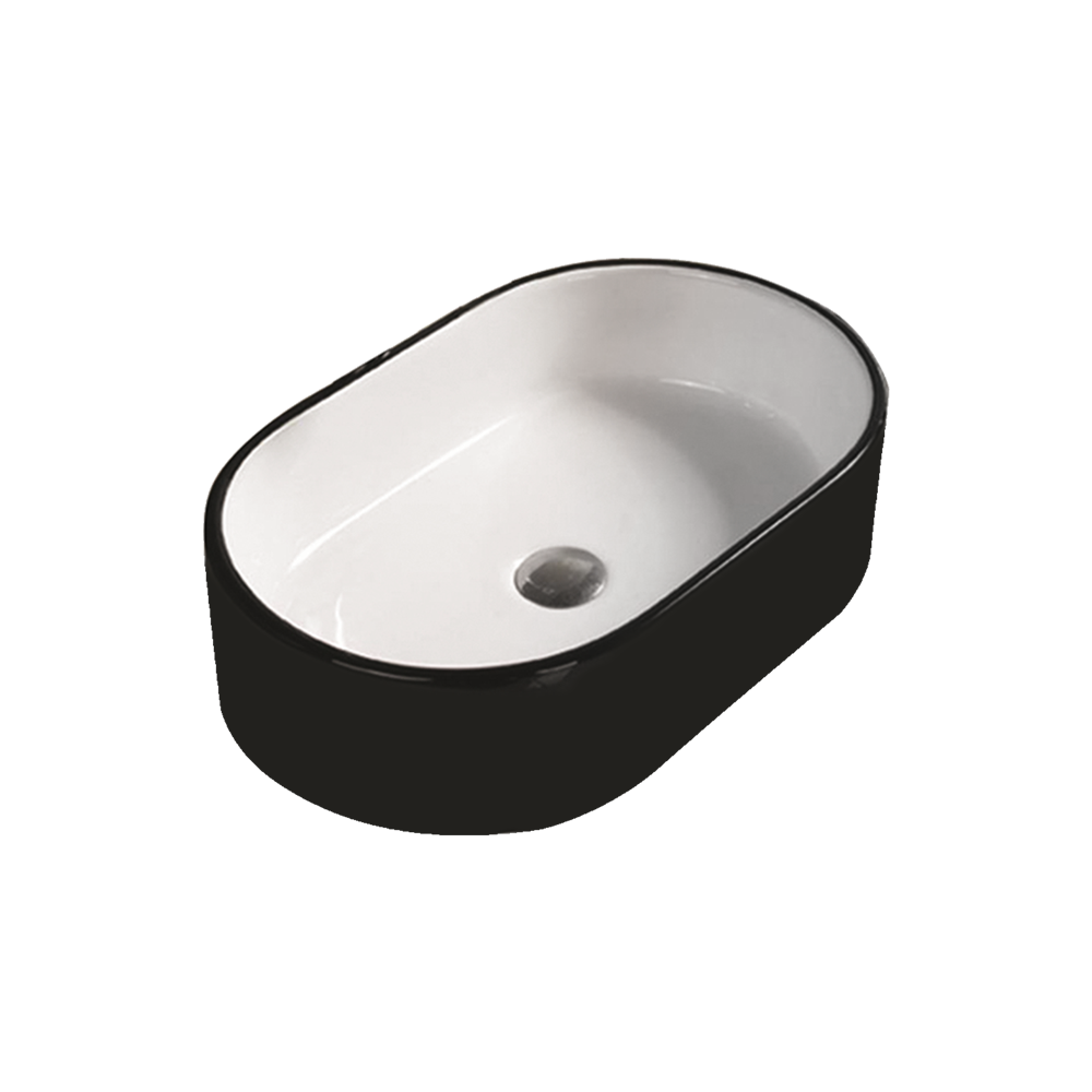 Gloss Oval Above Counter Basin Black & White 550X350X140 ,