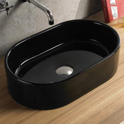 Gloss Oval Above Counter Basin Black 550X350X140 ,