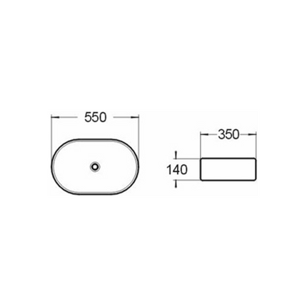 Gloss Oval Above Counter Basin Black 550X350X140 ,