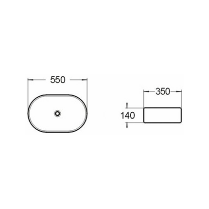 Gloss Oval Above Counter Basin Black & White 550X350X140 ,