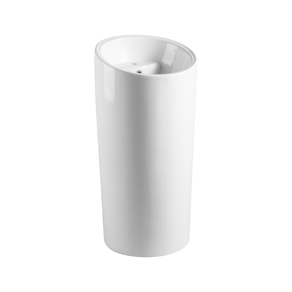 Gloss Round Freestanding Ceramic Floor Basin White 460X480X960 ,