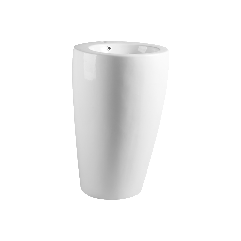 Gloss Round Freestanding Ceramic Floor Basin White 550X515X850 ,